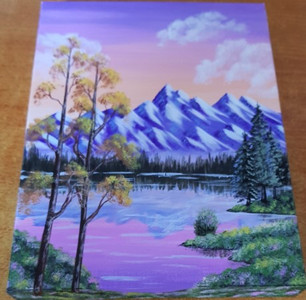 Lorna, Mountains and lake, acrylic.jpg